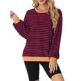 thumbnail image 3 of Cueply Sweatshirt for Women Oversized Striped Long Sleeve Crew Neck Casual Loose Pullover Sweaters Tops, 3 of 7