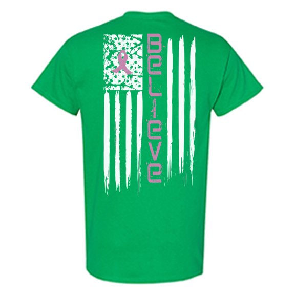 Awkward Styles Breast Cancer Awareness T-Shirt Believe Flag T Shirts for Men Back Print