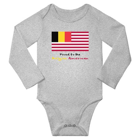 

Proud to be Belgian American Baby Long Slevve Bodysuit Romper (Gray 6-12 Months)