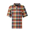thumbnail image 5 of Inglocry Women's Waffle Polos Golf Shirts Short Sleeve Striped V Neck T-Shirt Summer Casual Tennis Work Athletic Tops Orange L, 5 of 7
