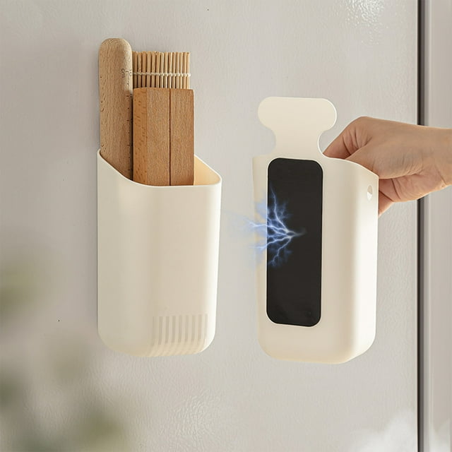 Magnetic Fridge Storage Box Straw Storage Bucket Chopstick Storage Bucket Wall Mounted Storage Container Stationery Organizer