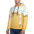 thumbnail image 3 of Pofeuu White Ice Cream Print Mens Casual Hooded Collar Drawstring Hoodies Pullover Sweatshirts Casual Long Sleeve Shirts-4X-Large, 3 of 7