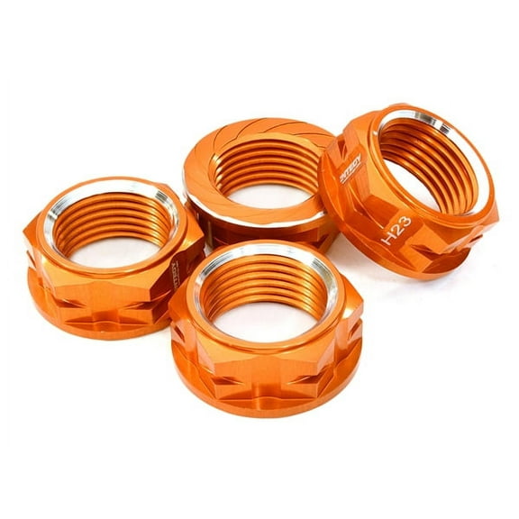 Integy RC Toy Model Hop-ups C26885ORANGE Billet Machined Serrated 23mm Hex Wheel Nut(4) for 1/10 & 1/8 Size Monster Truck