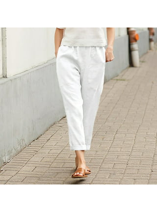 White Linen Pants Plus Size