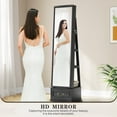 thumbnail image 4 of LVSOMT 360° Swivel Jewelry Armoire with 3-Color LED Lights, Full-Length Mirror & Lockable XL Storage - Free Standing Organizer, Black, 4 of 6