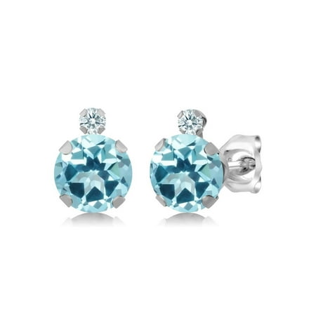 925 Sterling Silver Earrings Set With Round Ice Blue Topaz From 925 Sterling Silver Earrings Set With Round Ice Blue Topaz From Swarovski