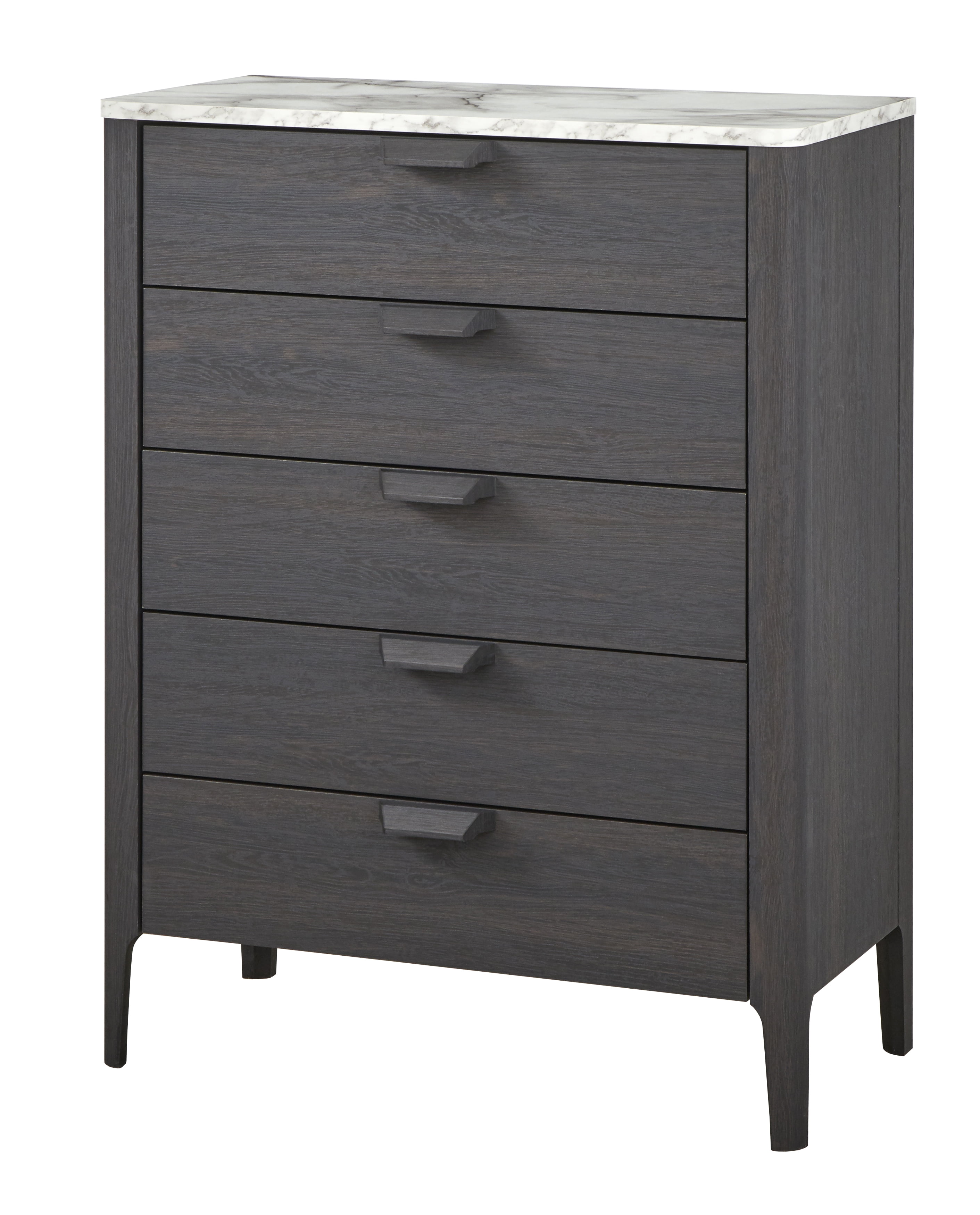 TMS Keely Bedroom 5 Drawer Chest, Charcoal Gray and White