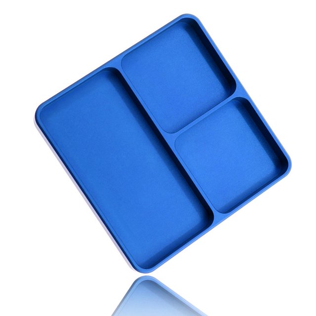 Bandeja metálica para platos, soporte para tuercas de pernos para platos, organizador de hardware, bandeja magnética para tornillos, mini caja de piez Azul oscuro Macarena tazón de plato de hardware