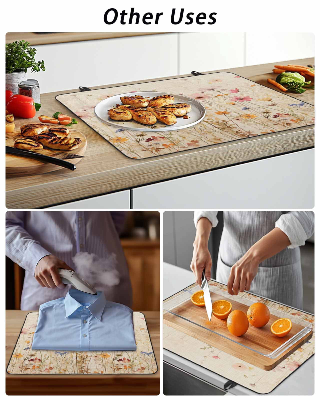 Stove Top Covers for Electric Stove, Pastoral Vintage Botanical Glass Stovetop Cover Protector, Spring Summer Floral Induction Cooktop Protector Oven Mat for Kitchen Countertop 24"x21"