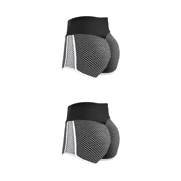 Minnieouse Pantalones cortos deportivos de verano huecos para mujer, cintura alta, Push Up, gimnasio, Fitness, entrenamiento, Yoga, ciclismo, S 2piezas