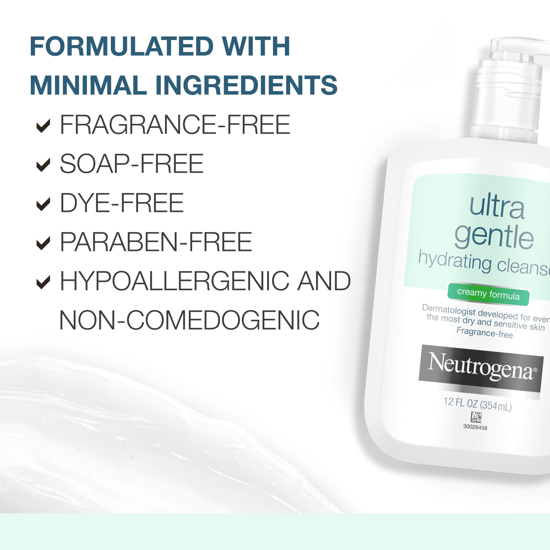 (2 pack) Neutrogena Ultra Gentle Hydrating Creamy Facial Cleanser, 12 fl. oz