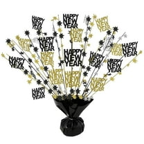 PMU New Year's Eve Party Supplies "Happy New Year" 12 Pcs New Year Black 15 Inch Balloon Weight Centerpiece Decoration