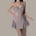 thumbnail image 1 of Camisón corto de terciopelo liso para mujer, con cojín en el pecho y tirantes, de poliéster., 1 of 4