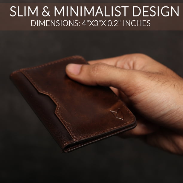 FOXHACKLE Slim Front Pocket Cards Wallet Bifold, Leather