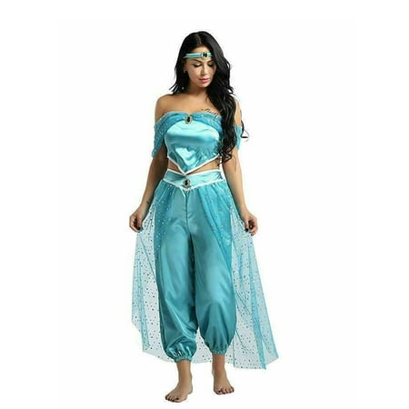 Pudcoco Aladdin Jasmine Princess Cosplay Women Girl Garment Fancy Dress Up Party Costume