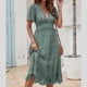 thumbnail image 2 of Women's Summer Ruffle Trim Dress Casual High Waist Sexy Deep V Chiffon Skirt, 2 of 4