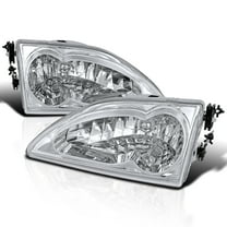 Spec-D Tuning Chrome Housing Clear Lens Headlights Compatible with 1994-1998 Ford Mustang L R Pair Head Light Lamp Assembly