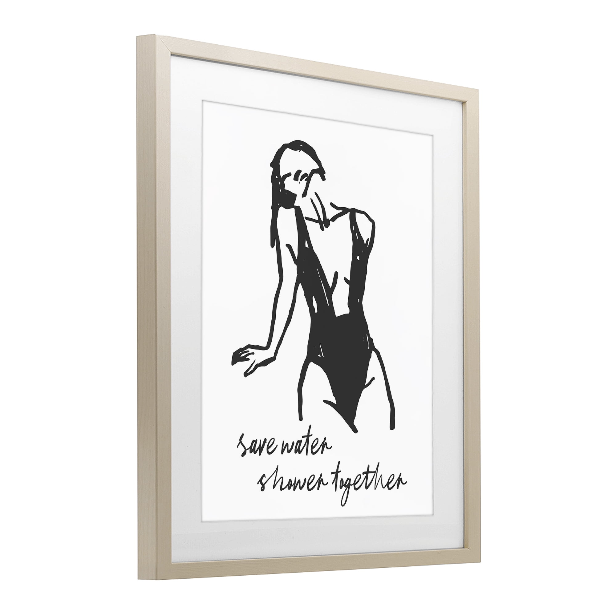 Stupell Industries Save Water Shower Together Birch Framed Print Under Glass, design by Lettered and Lined