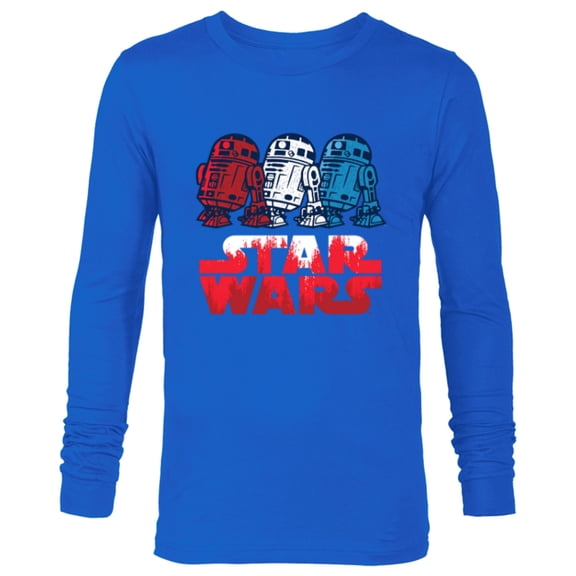 Star Wars R2-D2 Droid   Logo in Red White & Blue USA America - Long Sleeve T-Shirt for Men - Customized-Navy
