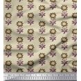 thumbnail image 1 of Soimoi Polyester Crepe Fabric Leaves & Floral Block Decor Fabric Printed Yard 52 Inch Wide, 1 of 3