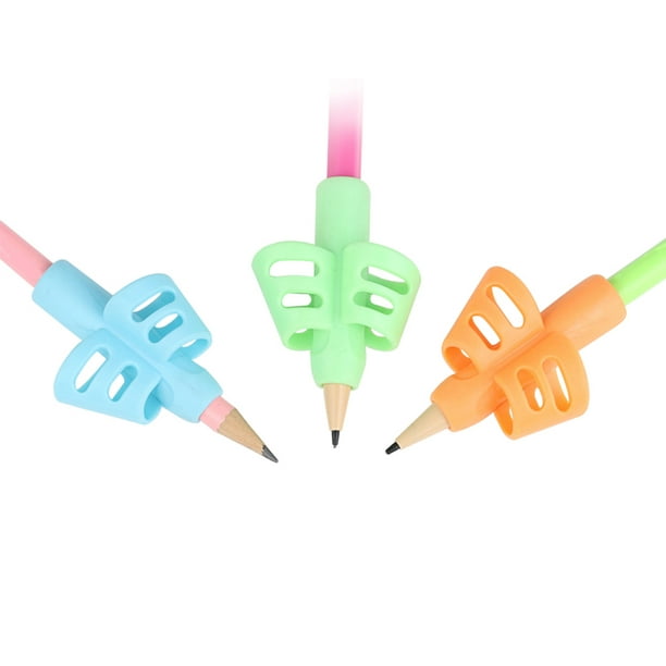 Amdohai 3 pièces poignées de crayon en Silicone à deux doigts porte-stylo  aide à l'écriture ergonomique outil de Correction de Posture pour les  enfants d'âge préscolaire 