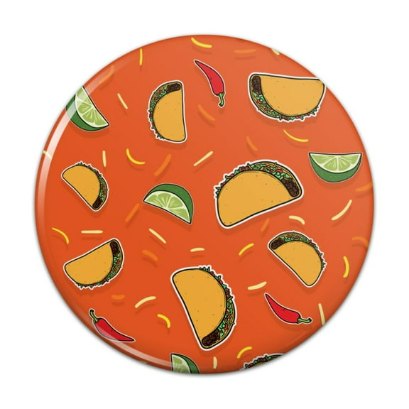 Delicious Taco Fiesta Pattern with Chili and Lime Pinback Button Pin