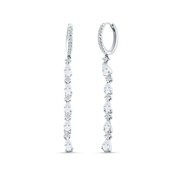 Drop Dangle Hoop Pear Earring CZ 925 Sterling Silver 57.5mm