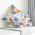 thumbnail image 4 of Throw Pillow Covers 26x26 Inch, Red Blue Coastal Decorative Pillow Cases for Couch Sofa Bed, Starfish Coral Summer Beach Ocean Cotton Linen Square Home Decor Pillowcases with Hidden Zipper, 4 of 7