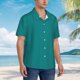 thumbnail image 3 of Balery Teal Camisas hawaianas de manga corta para hombre, camisas playeras de corte holgado, camisas de vacaciones con botones,Medium, 3 of 7