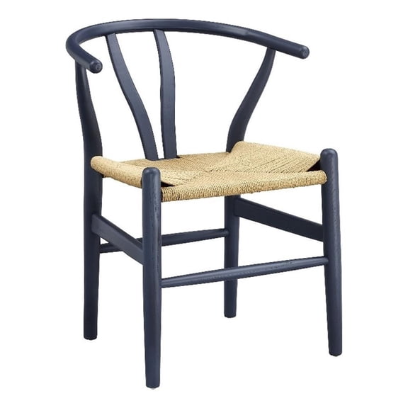 Maklaine Contemporary Elm Wood Dining Chair 29" Dining Chair in Midnight