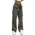 thumbnail image 4 of Blotona High Waist Boyfriend Denim Pants for Women Gray E-Girl Straight Wide Leg Baggy Fashion Cargo Mom Jeans Trousers Streetwear, 4 of 10