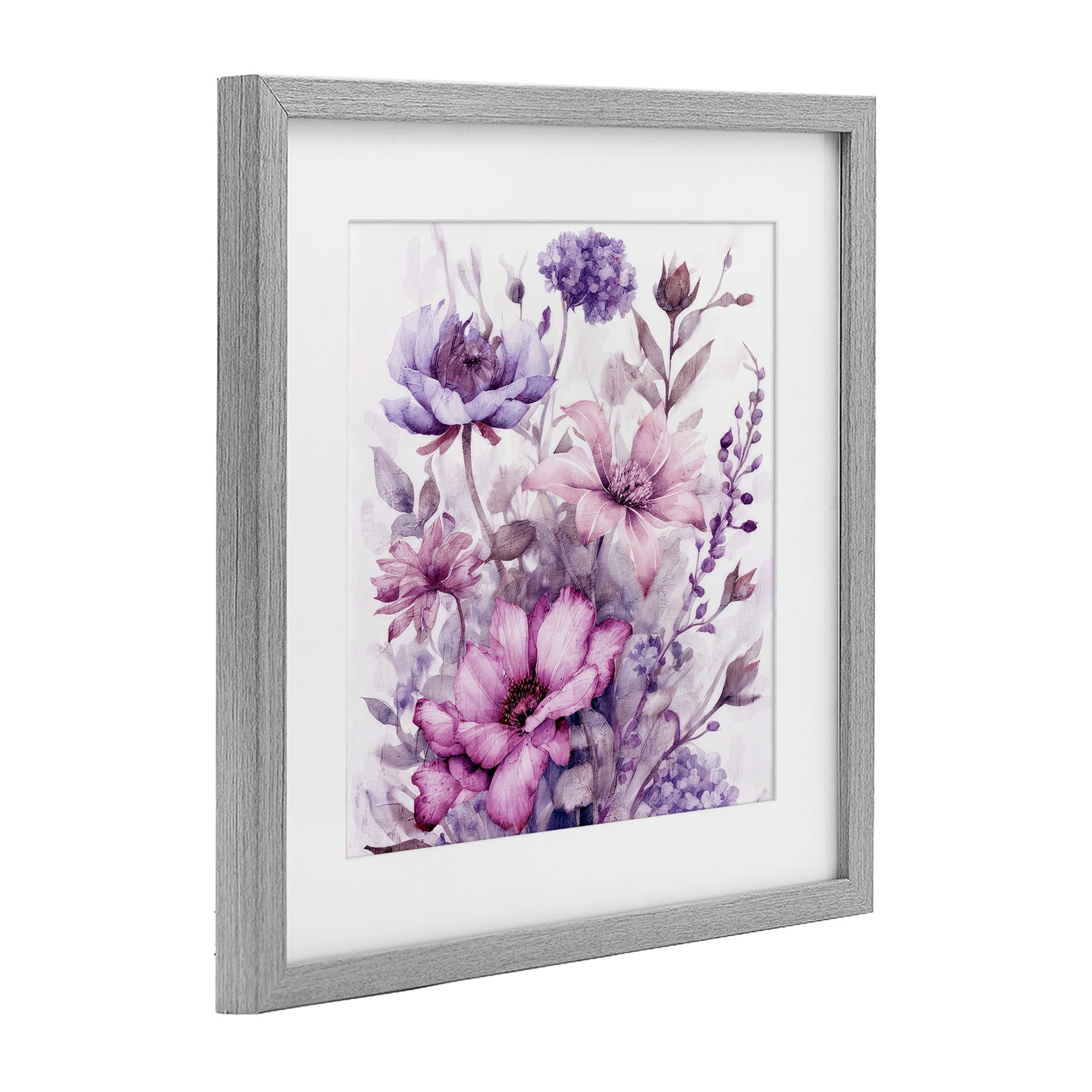 Stupell Industries Purple & Blush Florals Gray Framed Print Under Glass, design by Kim Allen