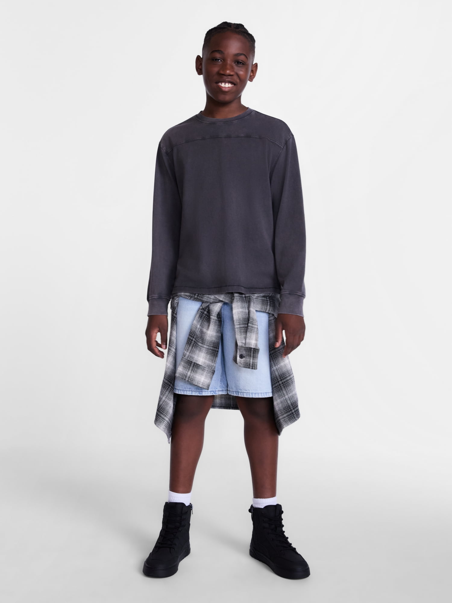 Weekend Academy Boys Football Yoke Tee with Long Sleeves, Sizes XS-XXL