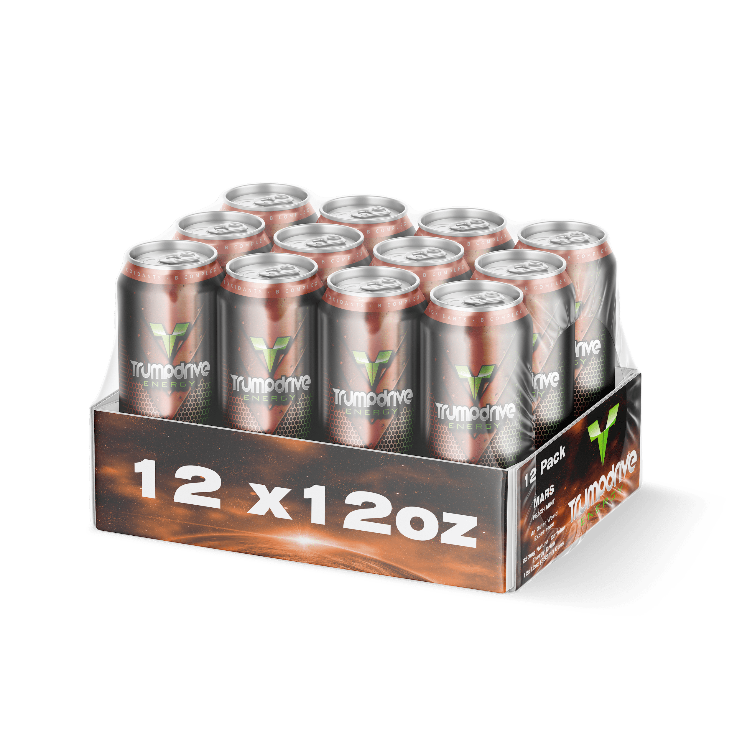 TRUMPDRIVE ENERGY Cognitive Energy Drink, Mars Peach Mint 12 Fl Oz (Pack of 12)