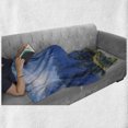 thumbnail image 6 of Rustic Soft Flannel Fleece Blanket, Mountain Village Ukraine Rising Sun Pine Trees Forest Wooden House Nostalgic Photo, Cozy Plush for Indoor and Outdoor Use, 50" x 70", Green Blue, by Ambesonne, 6 of 6