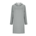 thumbnail image 2 of Kaemgyyd Long Sleeve Dress for Women Winter Warm Fleece Sherpa Lined Tunic Dress Soft Solid Hooded Sweatshirts Dresses, 2 of 5