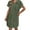 Army Green, variant on Women's Cotton Linen Button Down Shirt Dresses Rolled Short Sleeve Solid Casual Tunic Blouse Tops Beach Cover Ups with Pockets