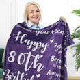 thumbnail image 3 of Kainsy 80th Birthday Gifts for Women Blanket, Happy 80th Birthday Decorations Women Throw Blanket,80 Year Old Gift Ideas, Cheers to 80 Years Gifts, Purple Theme(50"x60"), 3 of 7