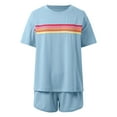 thumbnail image 3 of Women's Two-Piece Casual Set: Short Sleeve Pullover Top & Matching Runner Shorts, Cozy Pajamas, Polyester Material, S-XXL Sizes, 3 of 4