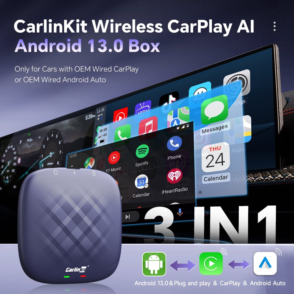 Carlinkit Tbox Plus, Android 13.0 Wireless CarPlay&Android Auto AI