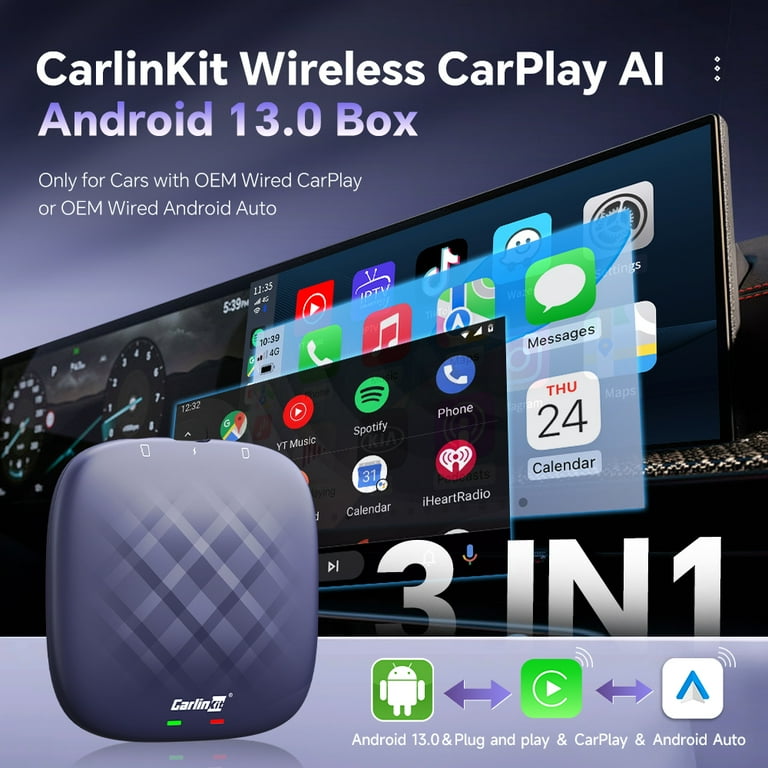 Carlinkit Tbox Plus, Android 13.0 Wireless CarPlay&Android Auto AI