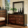 thumbnail image 4 of 6pc Bedroom Furniture Set Full Size Bed Dresser Mirror 2x Nightstands Chest Gorgeous Two Tone Walnut Solid wood Acacia, 4 of 9