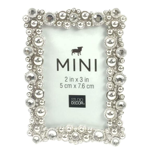 Studio Decor Bejeweled Silver Tone Metal Mini Picture Frame 2 X 3