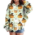 thumbnail image 2 of KPOPLK Hoodies for Teen Girls Long Sleeve Cute Halloween Sweatshirts Hooded Graphic Print Sweatshirt Preppy Clothes Fall Winter Khaki,Size 7-8 Years, 2 of 6