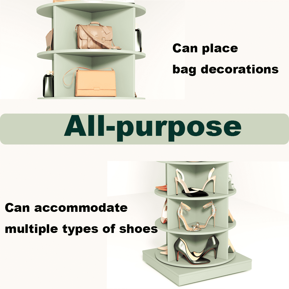 靴の置物 6 Tier Rotating Shoe Rack Tower, Spinning Display Lazy Shoe