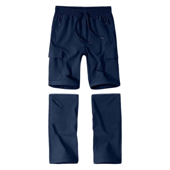 CPNG Teenagers Boys Convertible Multi Pocket Cargo Pants Kids Breathable Casual Trendy Versatile Pants Suitable for All Seasons(Navy,13-14 Years)