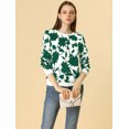 thumbnail image 2 of Allegra K Sudadera Casual Floral Cuello Redondo Blusa Top Estampado De Manga Larga Para Mujeres Verde S Unique Bargains Blusa, 2 of 6