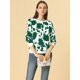 thumbnail image 2 of Allegra K Sudadera Casual Floral Cuello Redondo Blusa Top Estampado De Manga Larga Para Mujeres Verde M Unique Bargains Blusa, 2 of 6
