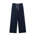 thumbnail image 1 of Timegard Lounge Pants for Women Ruched Straight Leg Elastic Waist Loose Trousers with Pockets Fall, 1 of 5