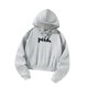 thumbnail image 3 of Sudadera con capucha recortada Sudaderas con capucha deportivas Letras negras Gris Elegante con cordón S, 3 of 8